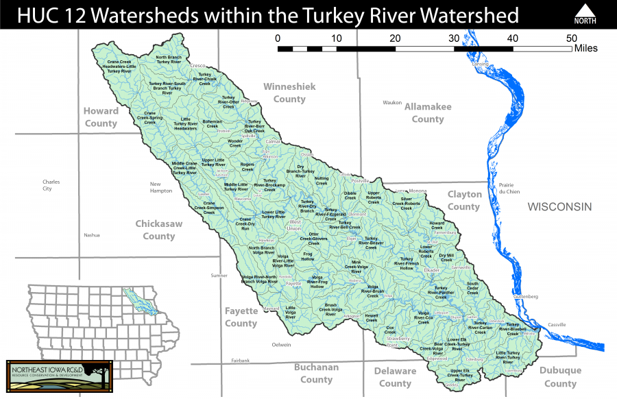 Turkey River Watershed HUC 12 Watersheds