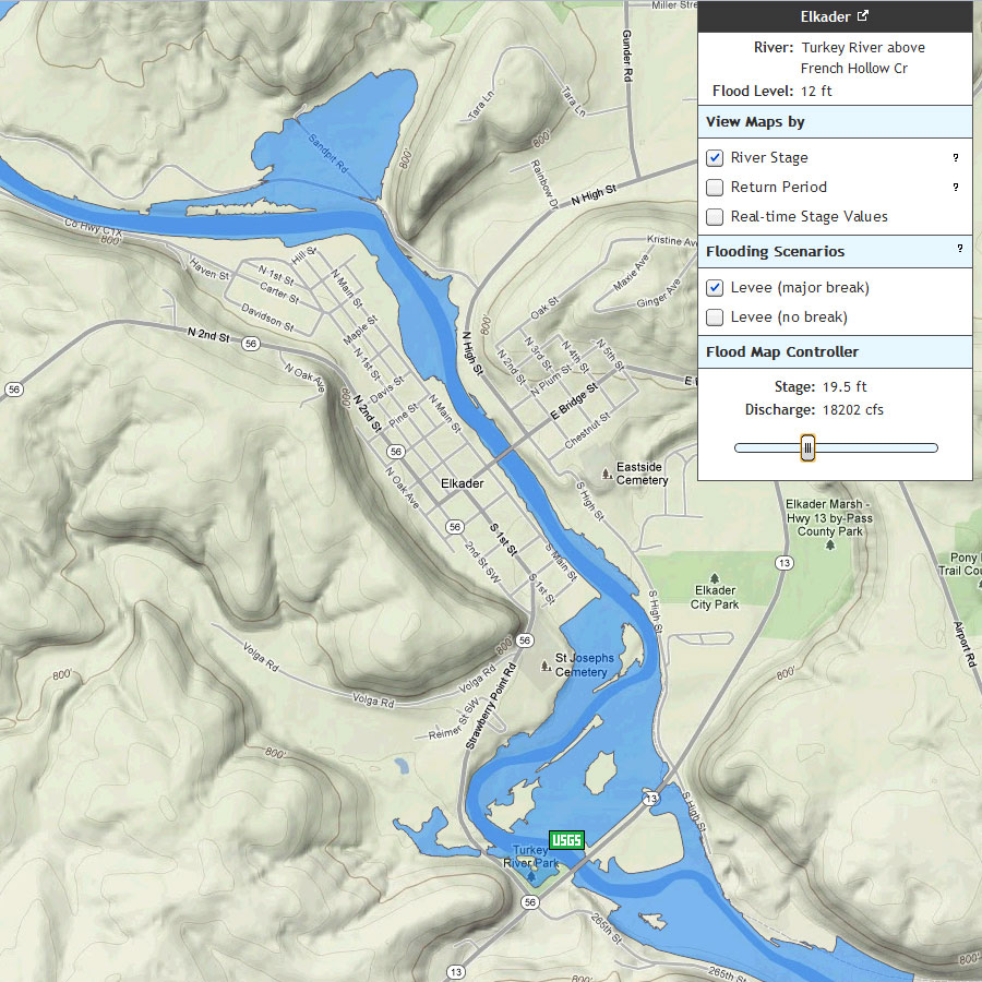 Flood Inundation Map for Elkader