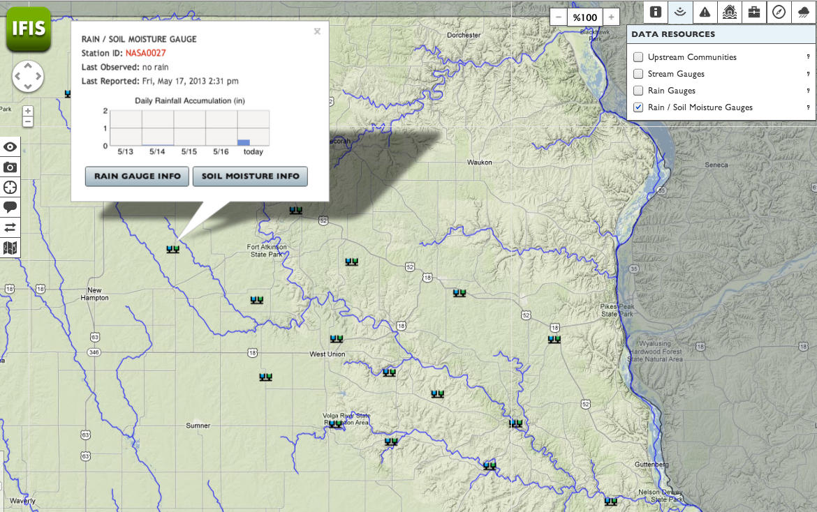 Iowa Flood Center Precipitation Gages and Soil Moisture Probes